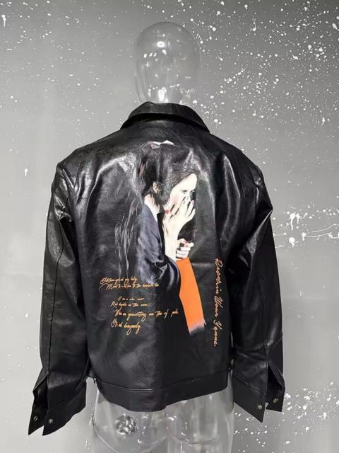 Other Designers Japanese Brand - PU Leather Jacket Turn-down Collar Long Sleeve