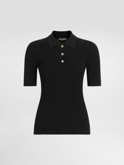 Dolce & Gabbana Ribbed polo sweater