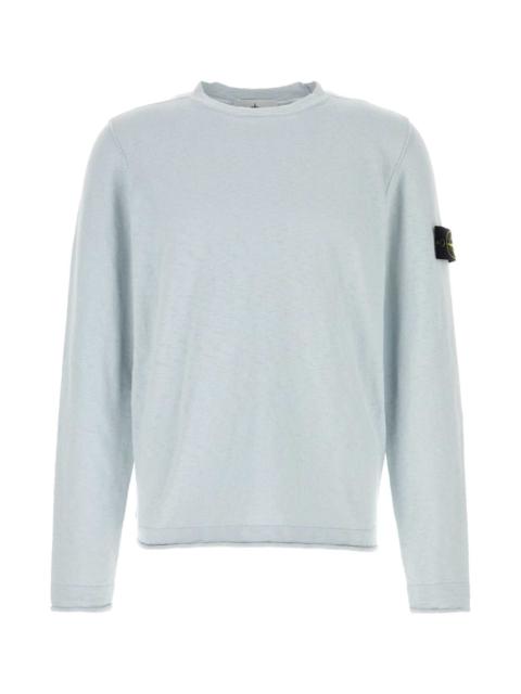 Stone Island Pastel Light Blue Cotton Blend Sweater