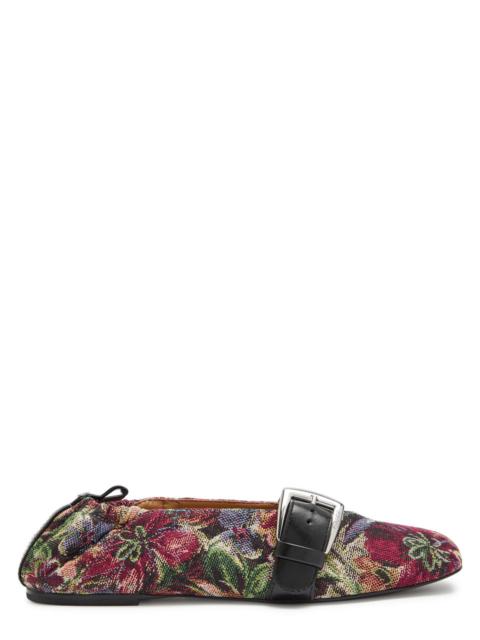 GANNI Ganni Floral-jacquard Woven Ballet Flats