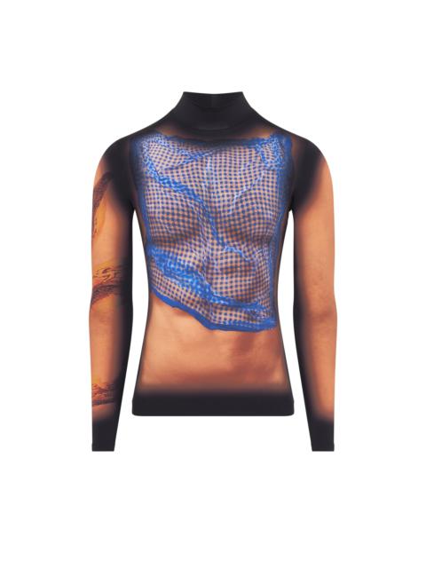 Marine Serre Recycled Draped Statue Jersey Second Skin Highneck Top