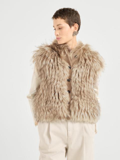 Brunello Cucinelli Cozy shearling hooded vest in cashmere