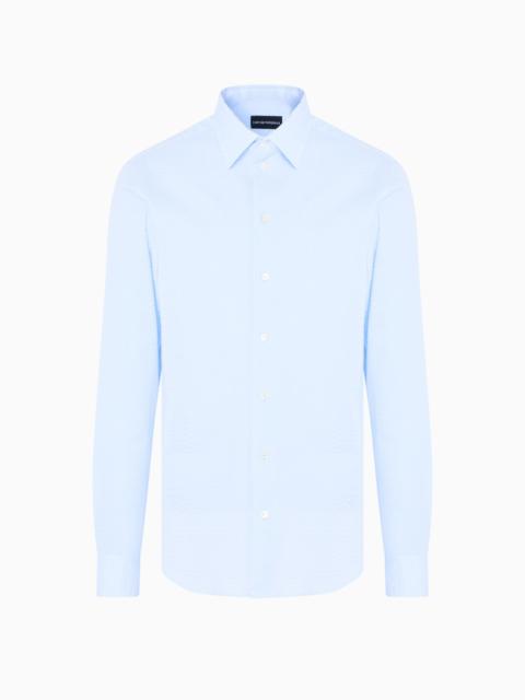 EMPORIO ARMANI SEERSUCKER-EFFECT COTTON SHIRT