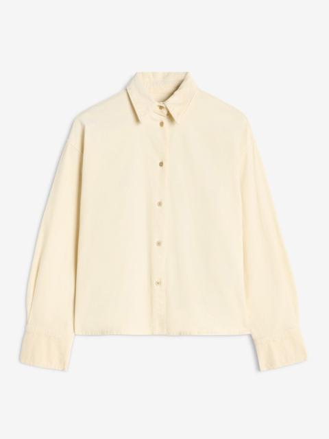 7 For All Mankind Corduroy Nina Cropped Shirt in Eggshell