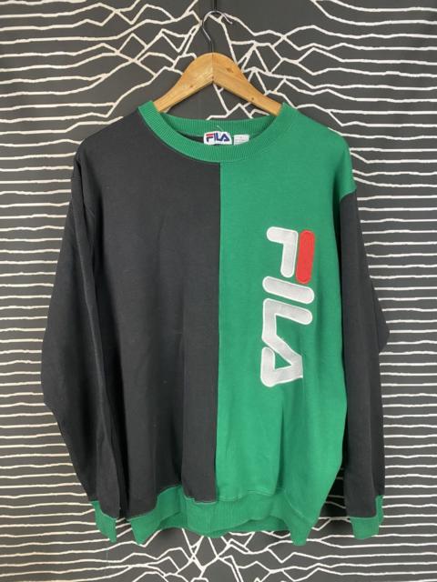FILA 90s Vintage FILA Big Logo Two-Tone Crewneck Sweatshirt