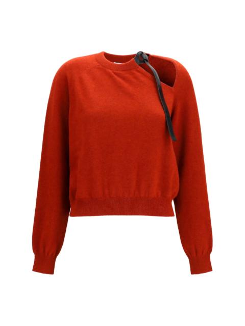 FERRAGAMO Ferragamo Crewneck Sweater with Cut-out Detail Brick