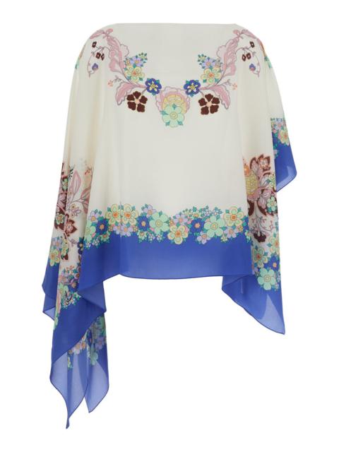 Etro Women Multicolor Cape With All-Over Floral Print And Asymmetric Design In Silk Woman