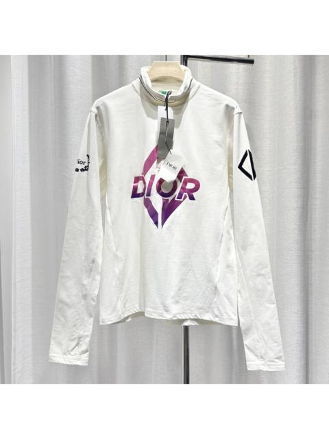 Dior Dior Long Sleeve Print Logo Turtleneck White Sweater