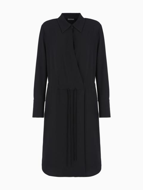 EMPORIO ARMANI Stretch sablé fabric drawstring dress