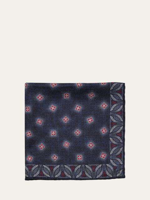 Brunello Cucinelli Men's Silk Floral Print Pocket Square