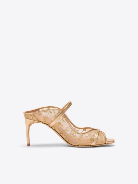 MALONE SOULIERS Noah 70 Gold Embroidered Mesh Heeled Sandals