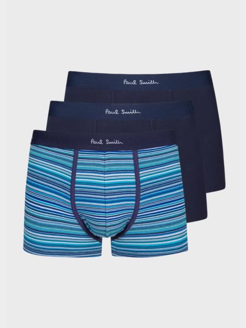 Paul Smith Blue 'Signature Stripe' Mix Boxer Briefs Three Pack