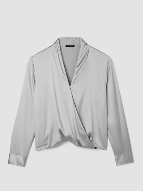 EILEEN FISHER Stretch Silk Charmeuse Wrap Top