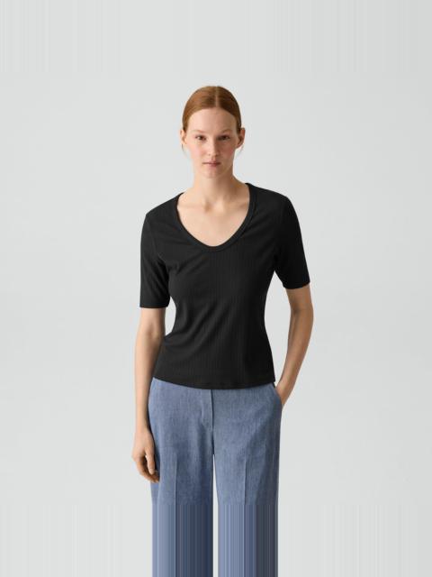 Theory U-Neck Tee in Stretch Rib
