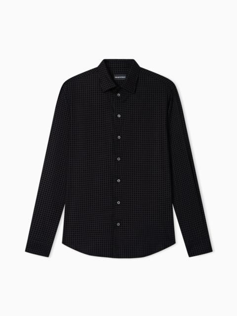 EMPORIO ARMANI MICRO-CHECK FLOCKED VISCOSE SHIRT