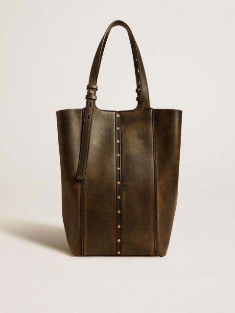 Golden Goose 24/7 Bag in black distressed leather with adjustable handles