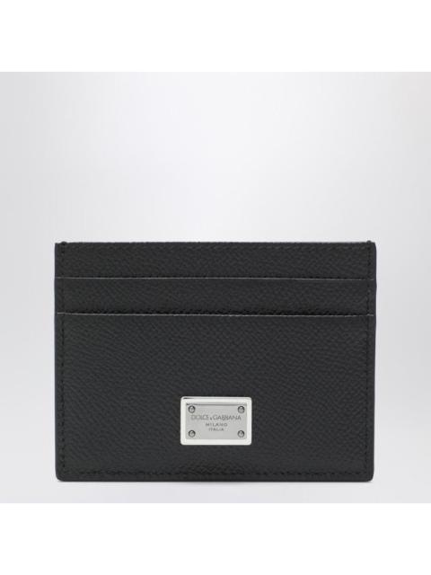 Dolce & Gabbana Dolce&Gabbana Black Dauphine Leather Card Holder With Logo Plaque Men