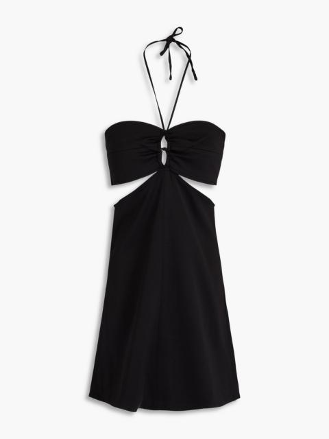 maje Cutout crepe halterneck mini dress