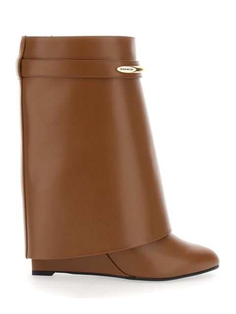 Givenchy Givenchy Women Brown Ankle Boots With Wedge Heels And Logo Plaque On The Side In Leather Woman