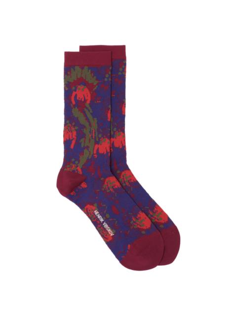HENRIK VIBSKOV SPRAYCAN FLOWERS SOCKS FEMME  - VIOLET SPRAYCAN