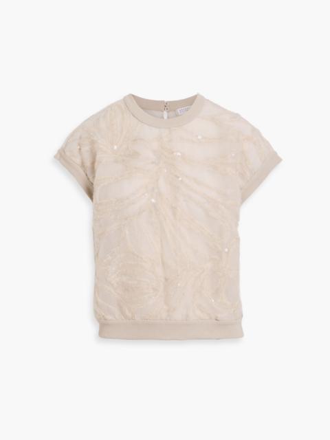 Brunello Cucinelli Embellished silk-organza top