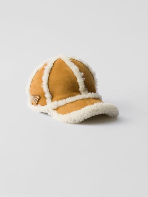 Prada Suede shearling baseball cap