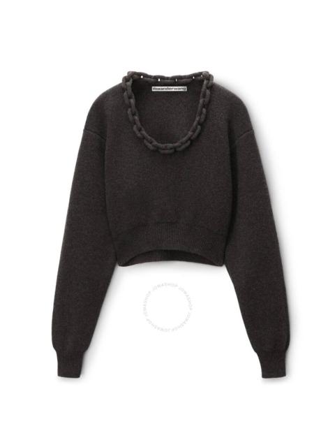 Alexander Wang Alexander Wang Charcoal Melange Scoop-Neck Cashmere Jumper