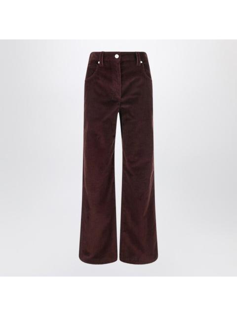 Brunello Cucinelli Brunello Cucinelli Wide-Leg Bordeaux Velvet Trousers Women