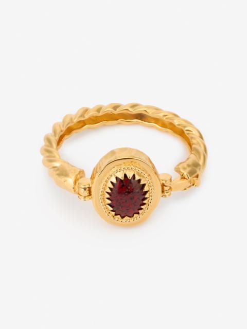 Roberto Cavalli Golden Bangle With Ruby Stone