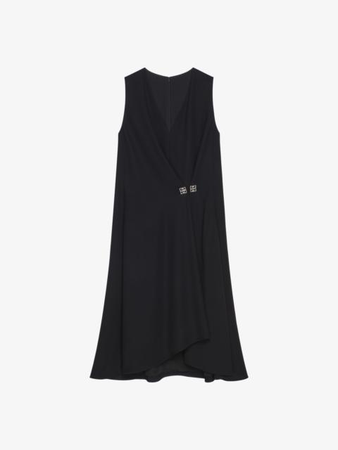 DRESS WITH 4G DETAIL AND PLEATED EFFECT IN CREPE SATIN