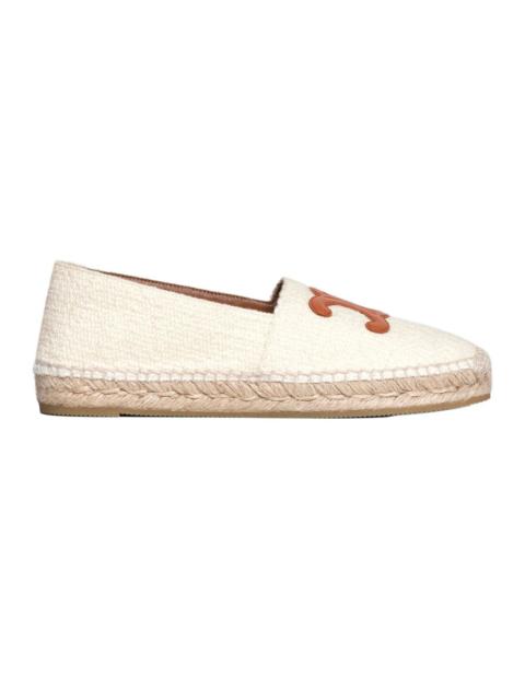 CELINE Flat espadrille with Triomphe patch signature in tweed & calfskin