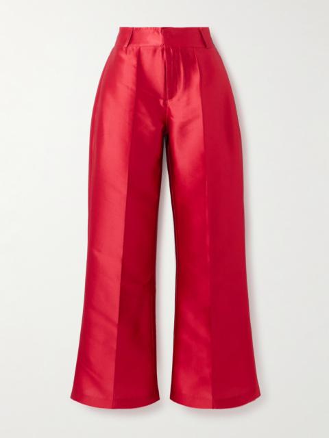 DESTREE Yoshi Cropped Satin Wide-leg Pants