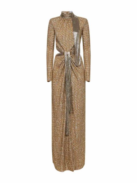 rabanne Rabanne Women Gold Sequins And Metallic Mesh Long Dress