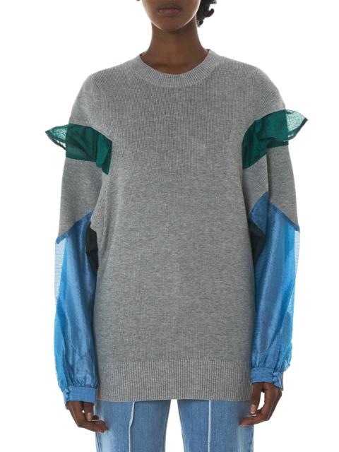 sacai Ruffled Panel Crewneck Pullover