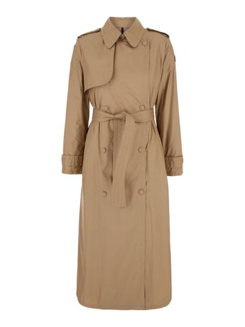 Moncler Moncler Women Beige Double-Breasted Trench Coat With Matching Belt In Tech Fabric Woman