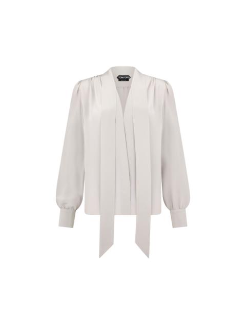 TOM FORD LONG SLEEVE V-NECK LAVALLIERE BLOUSE