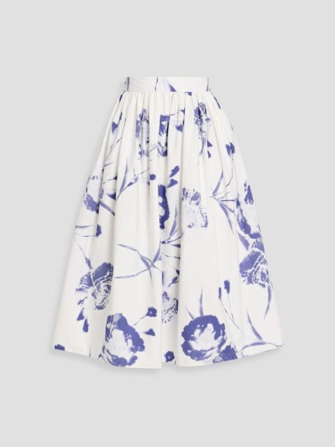 Erdem Floral-print cotton-poplin midi skirt