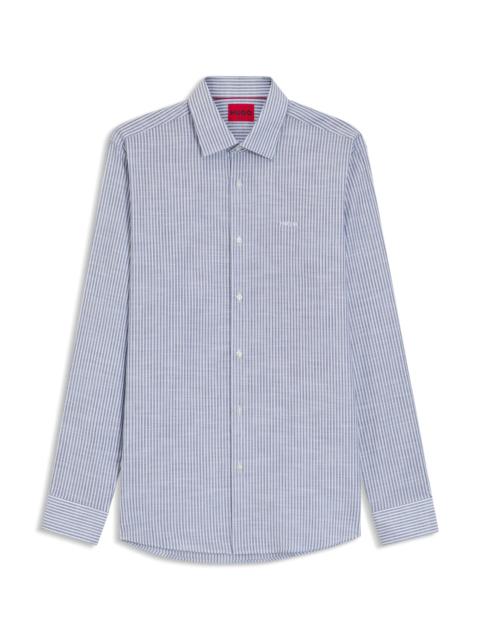 HUGO MODERN-FIT SHIRT IN STRIPED SLUB COTTON