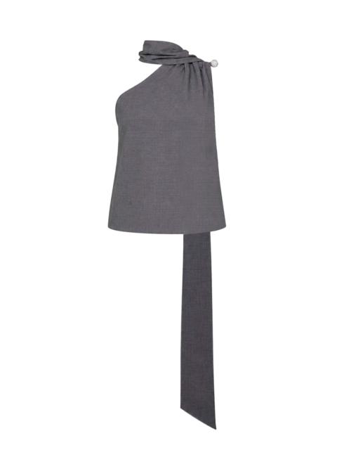 GIUSEPPE DI MORABITO Giuseppe Di Morabito Women Dark Grey Virgin Wool One-Shoulder Top With Jeweled Detail