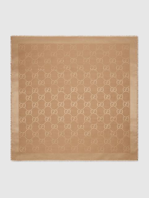 GUCCI GG jacquard silk wool shawl