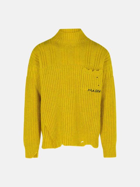 MUSTARD VIRGIN WOOL TURTLENECK SWEATER