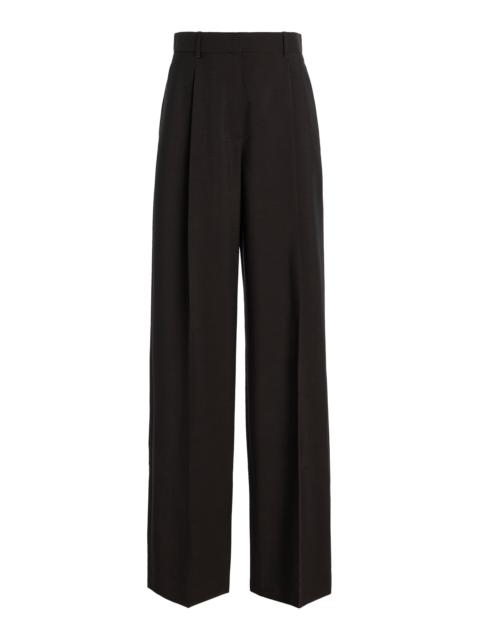 The Row Mikkela Pleated Wool Pants brown