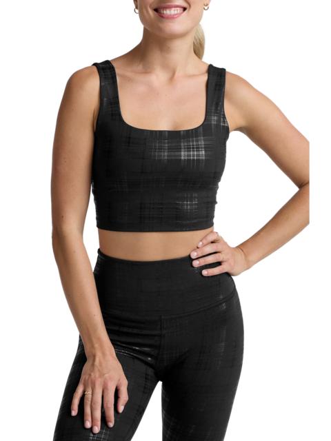 BEYOND YOGA Beyond Yoga Beyond the Studio Plaid Metallic Crop Tank in Plaid Foil Black at Nordstrom