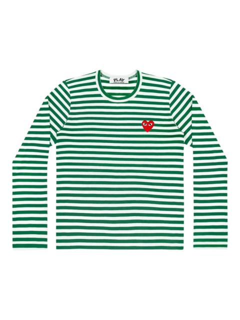 Comme des Garçons PLAY Long Sleeve Stripes With Red Emblem Tee Unisex