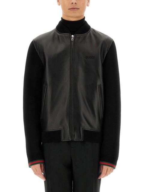 GUCCI Gucci Men Nappa Leather And Knitted Bomber Jacket
