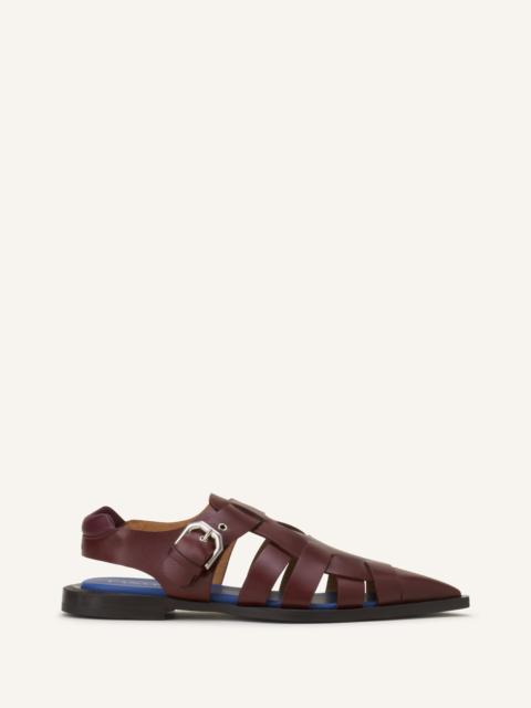 Lanvin BROWN POINTED-TOE LEATHER SANDALS