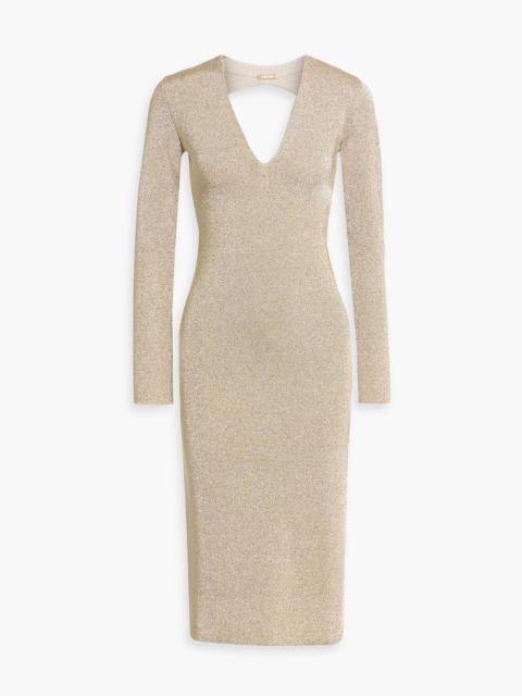 Cult Gaia Shayla cutout metallic stretch-knit midi dress