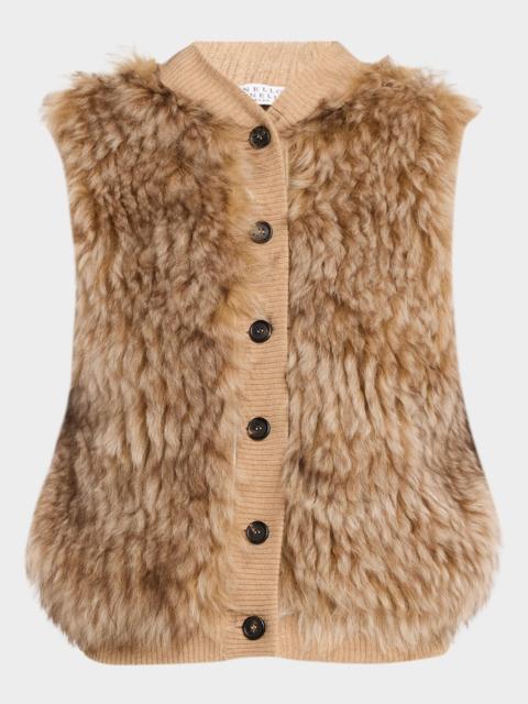 Brunello Cucinelli Cashmere Sheep Shearling Hooded Vest