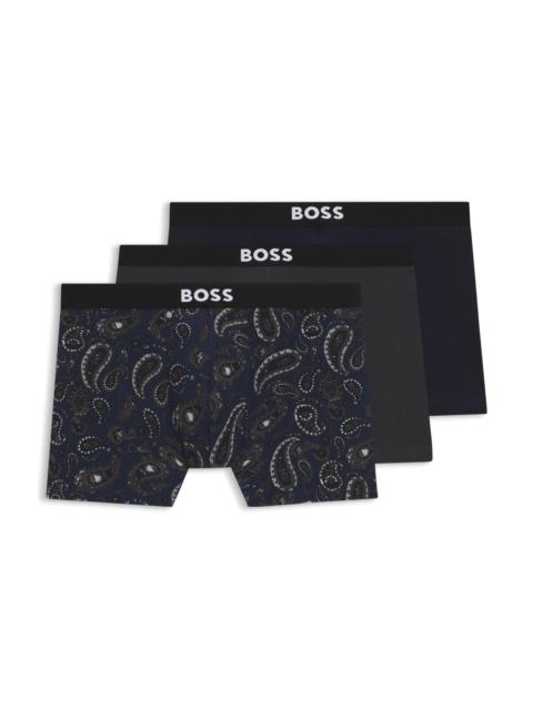 BOSS THREE-PACK OF BOXER BRIEFS IN STRETCH COTTON