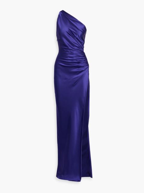 Other Designers One-shoulder draped silk-satin gown